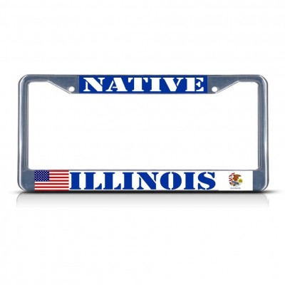 ILLINOIS NATIVE Metal License Plate Frame Tag Border Two Holes   381701025027